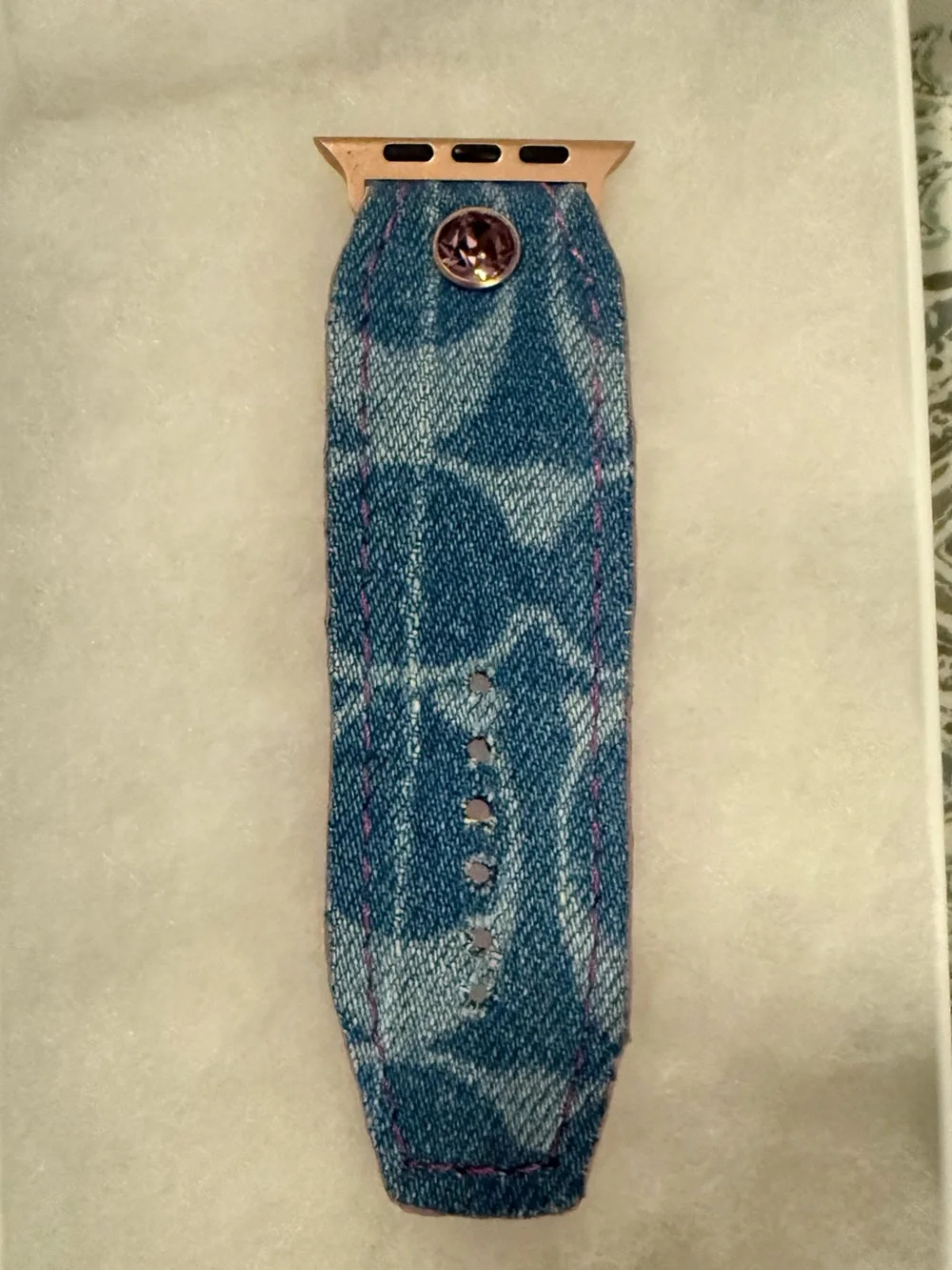 Spark*l Bands Size 2 Coach Denim Watchband lined in Tulip - Picture 5 of 6